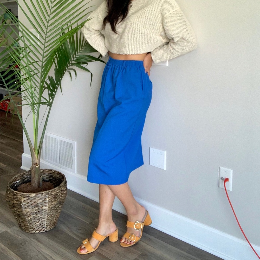 Vintage Blue Cobolt Midi Skirt
